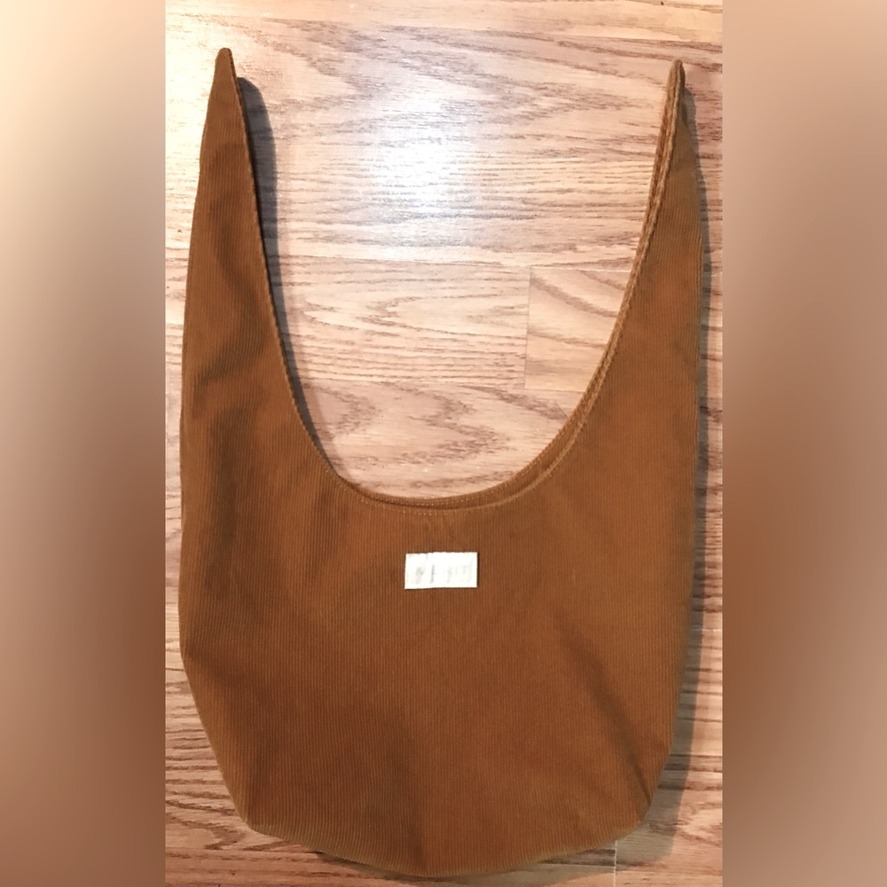 Merit Classic Corduroy Twist Handle Clutch Bag Purse Camel Brown NWOT